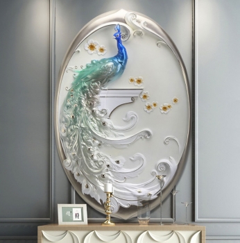 Tranh 3D chim công nhập khẩu DTA 014