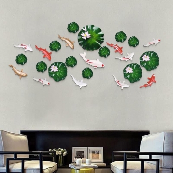 Cá Koi và sen decor trang trí nội thất độc, lạ DTA 020